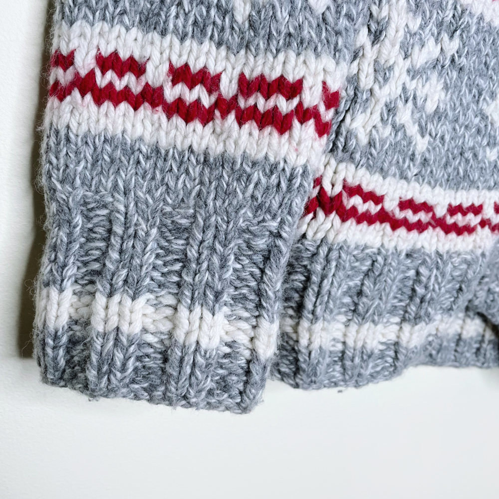 roots x mary maxim cowichan snowflake wool cardigan jacket - size xs