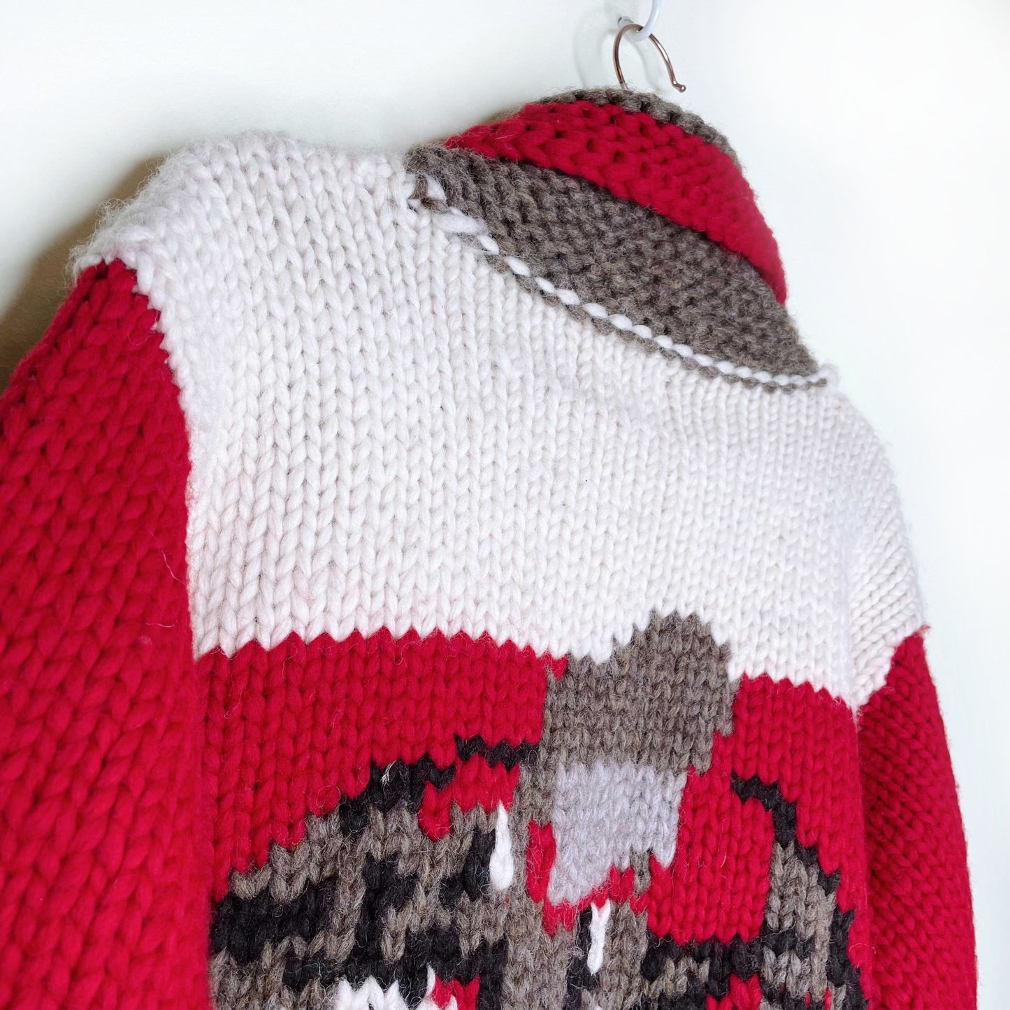 roots hockey chunky knit cowichan cardigan sweater - size medium