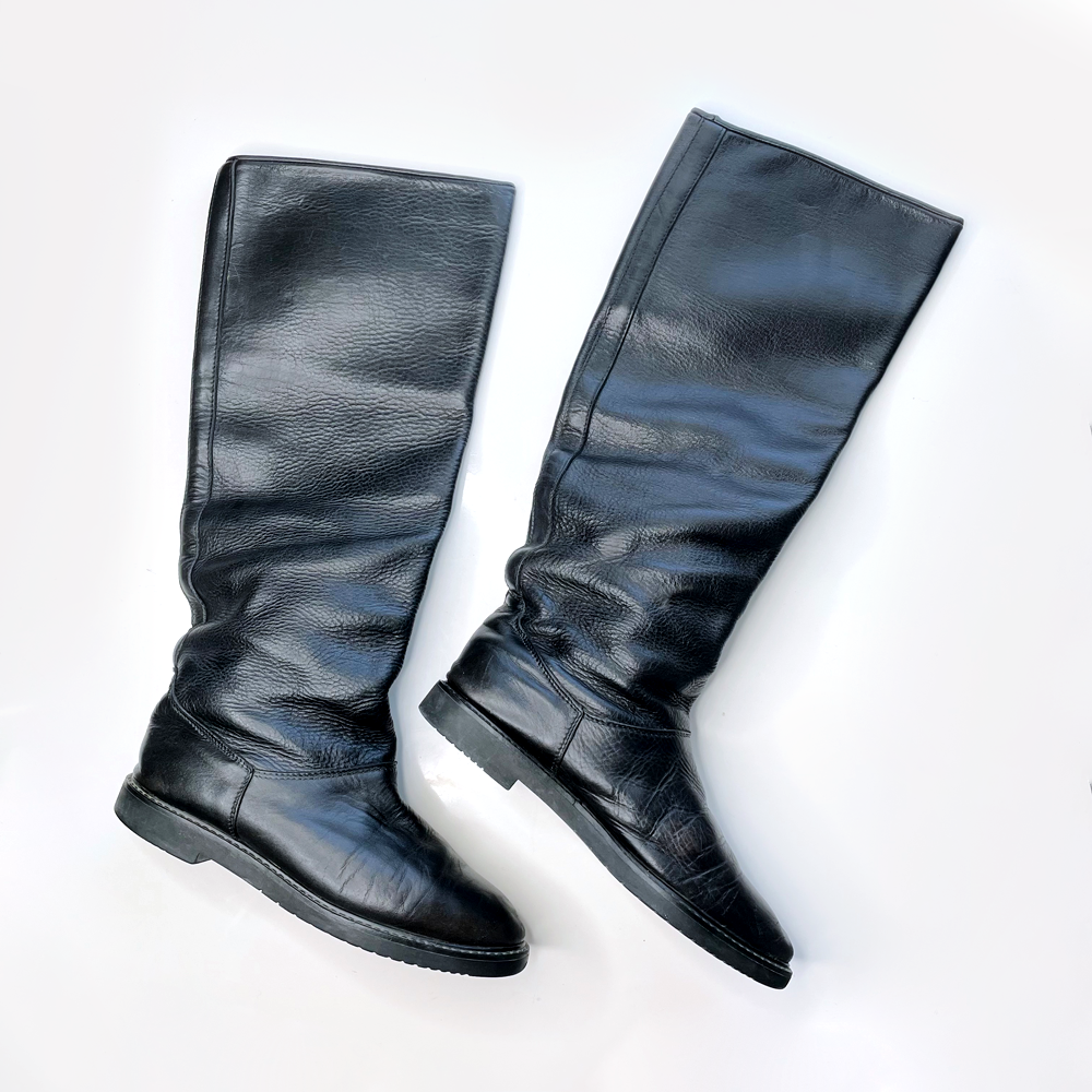 roots black tall leather boots - size 9