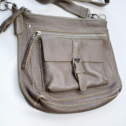 roots pebbled leather crossbody bag with front cargo pocket