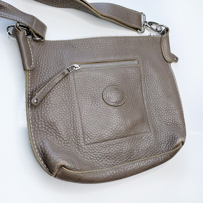 roots pebbled leather crossbody bag with front cargo pocket