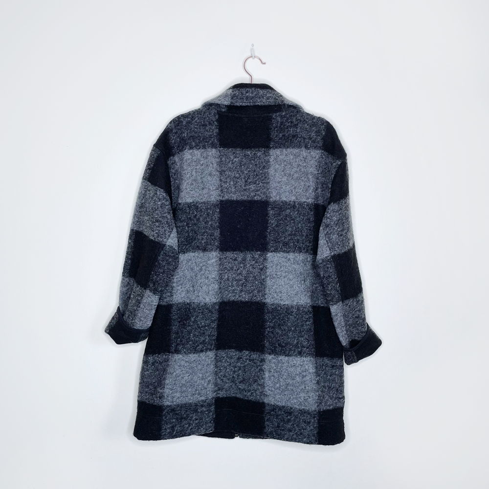 roots wool-blend black grey plaid seymour jacket - size medium