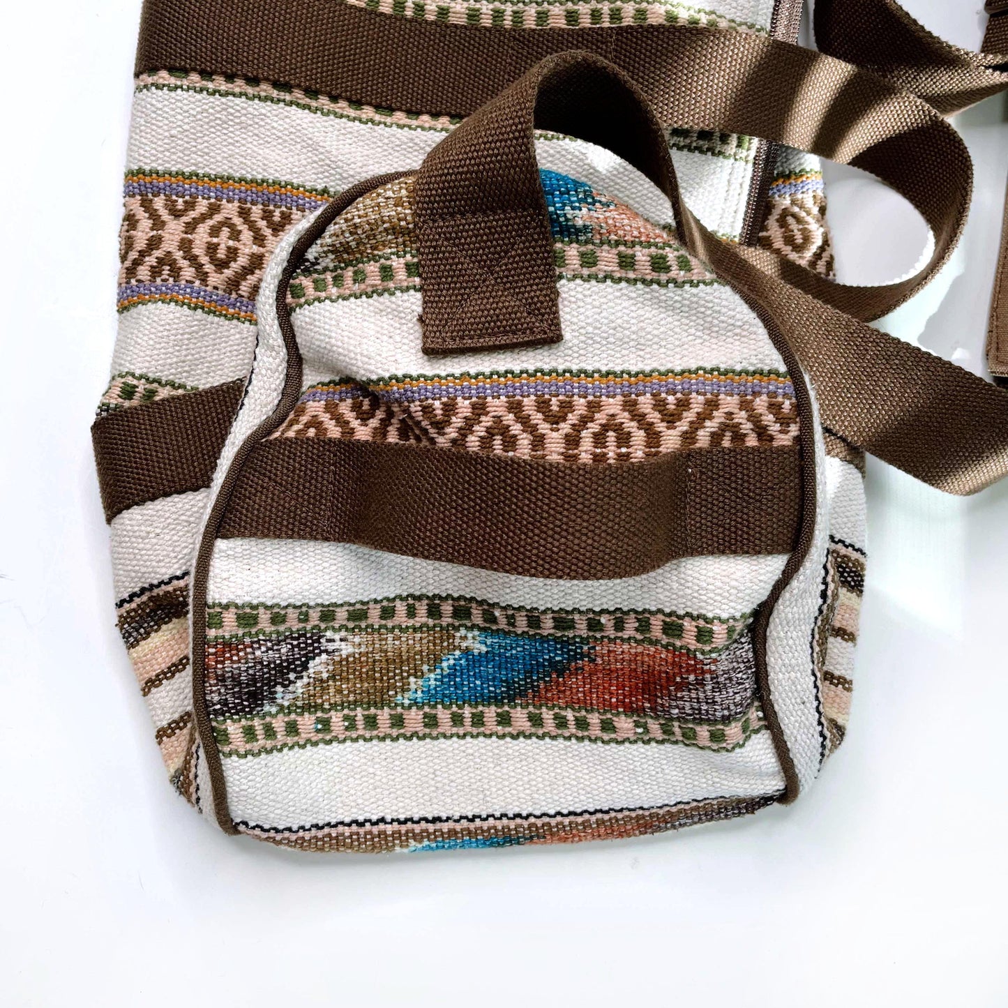 roots large woven boho country ranch duffle bag