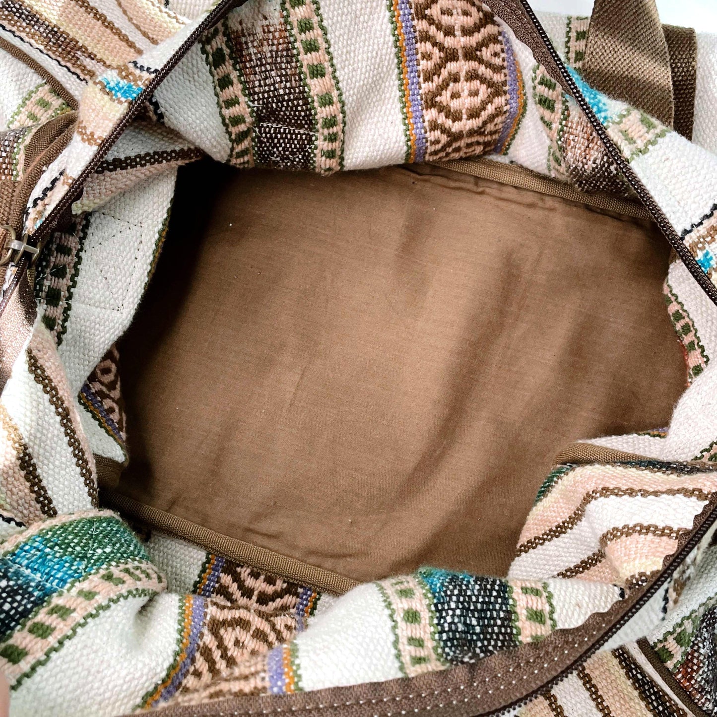 roots large woven boho country ranch duffle bag