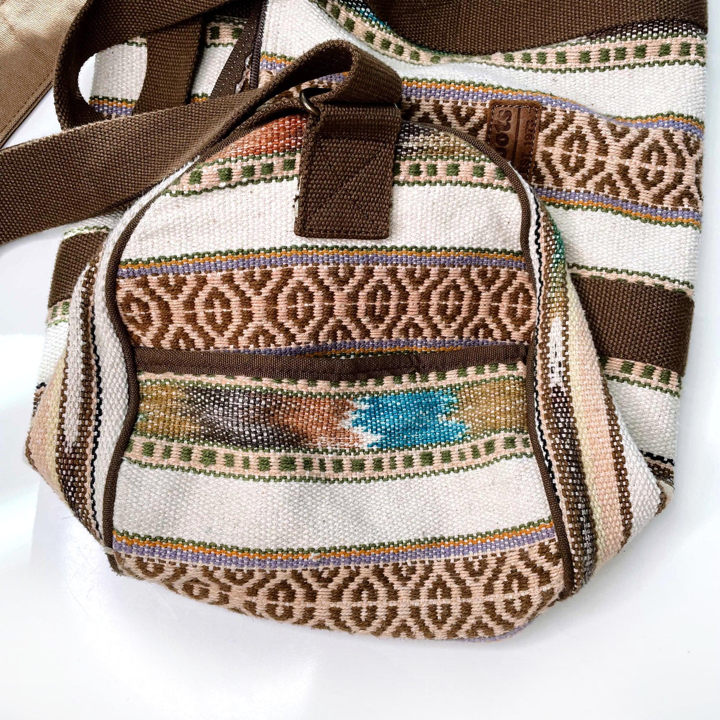 roots large woven boho country ranch duffle bag