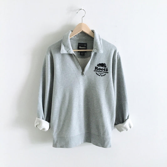 Roots Original 1/4 Zip Stein Sweatshirt - size xs