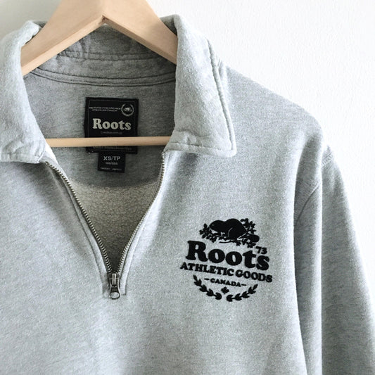 Roots Original 1/4 Zip Stein Sweatshirt - size xs