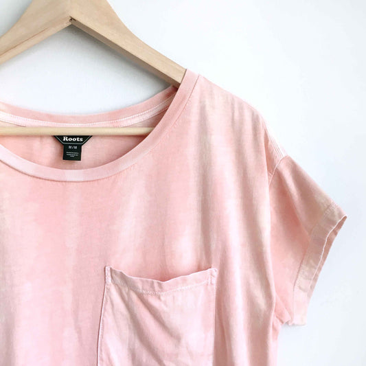 Roots bleach-dyed washed pocket tee - size Medium