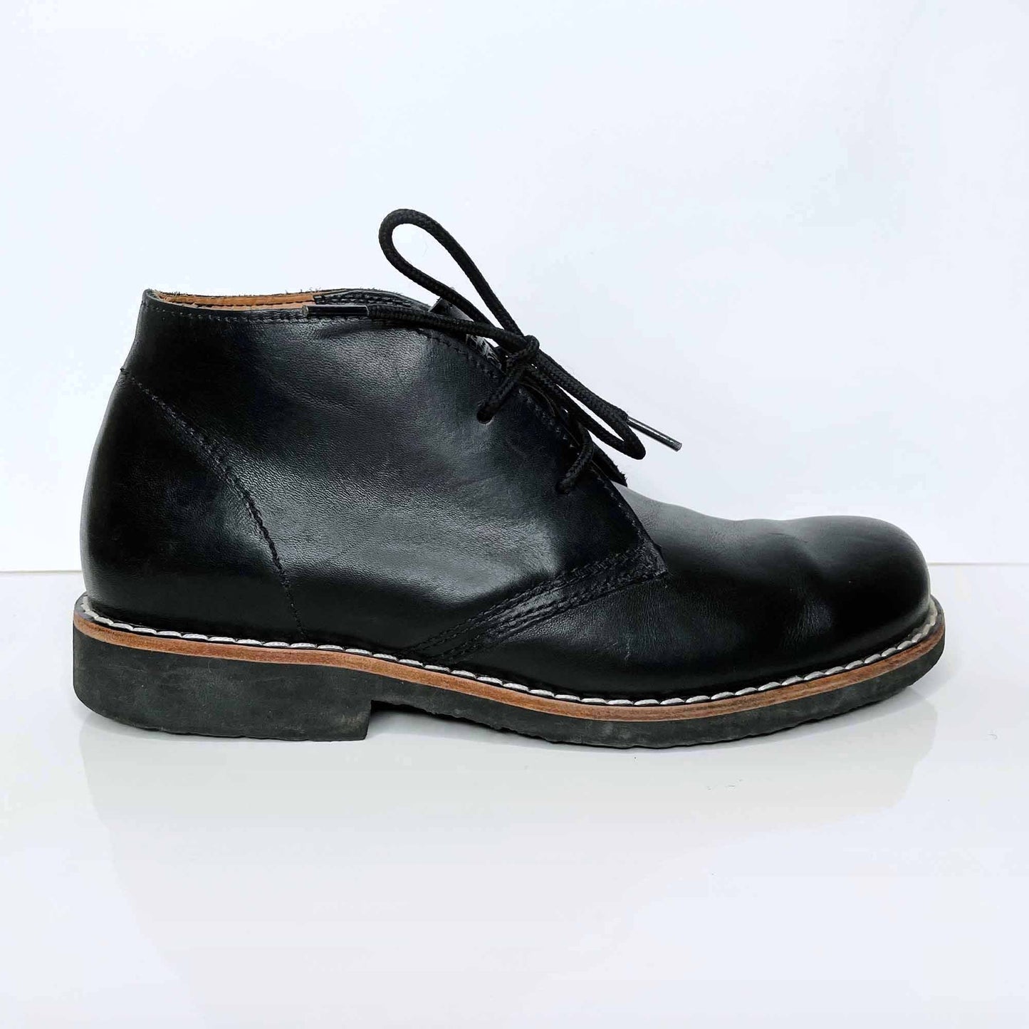 roots black lace up leather desert chukka boots - size 8