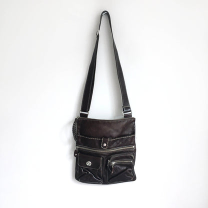 Roots leather cross body messenger bag
