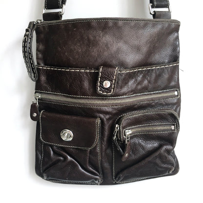 Roots leather cross body messenger bag