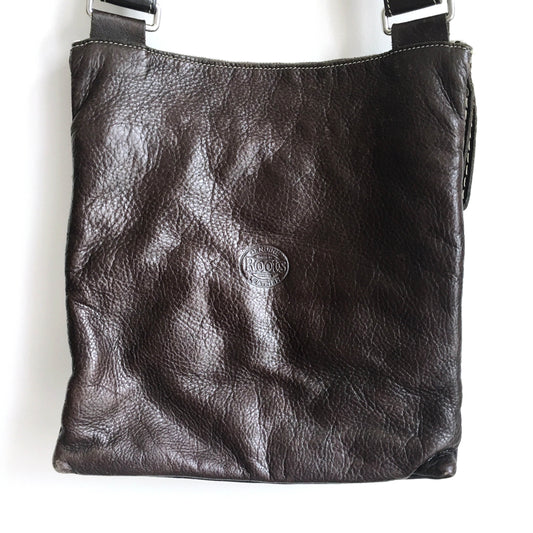 Roots leather cross body messenger bag