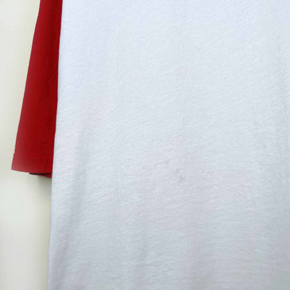 roots canada red and white baseball tee - size small