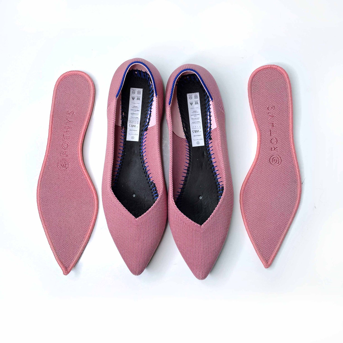 rothy's the point flat shoes in rosebud - size 8.5