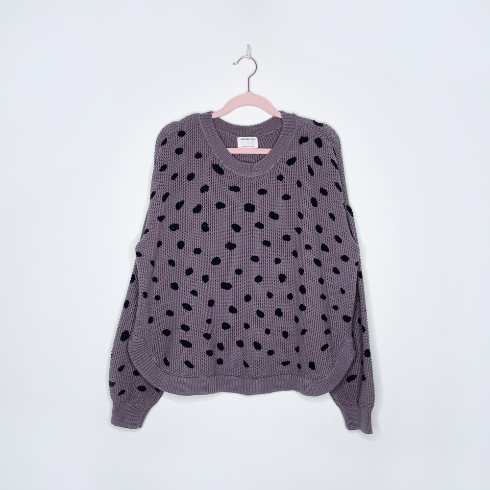 jackson rowe brown polka dot chukar sweater - size small