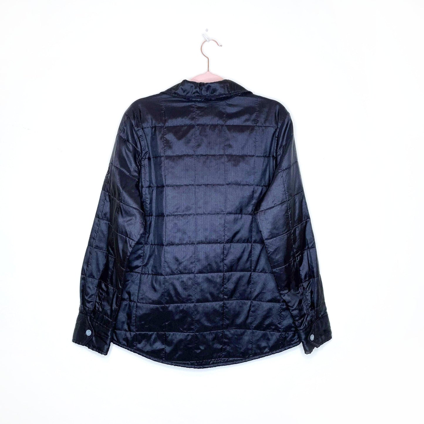 vintage y2k roxy black quilted snap button shacket - size large