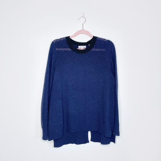 rebecca taylor wool-cashmere mesh yoke sweater - size medium