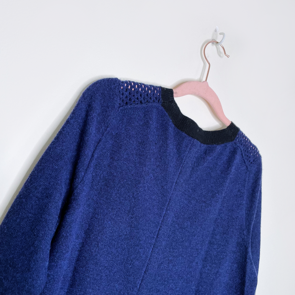 rebecca taylor wool-cashmere mesh yoke sweater - size medium