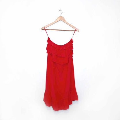 rebecca taylor strapless chelsea silk dress with ruffles - size 4