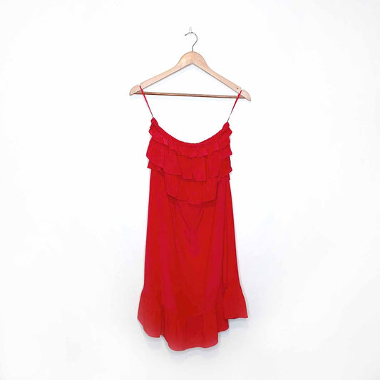 rebecca taylor strapless chelsea silk dress with ruffles - size 4