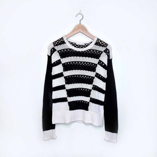 rebecca taylor black and white colour block knit sweater - size 2