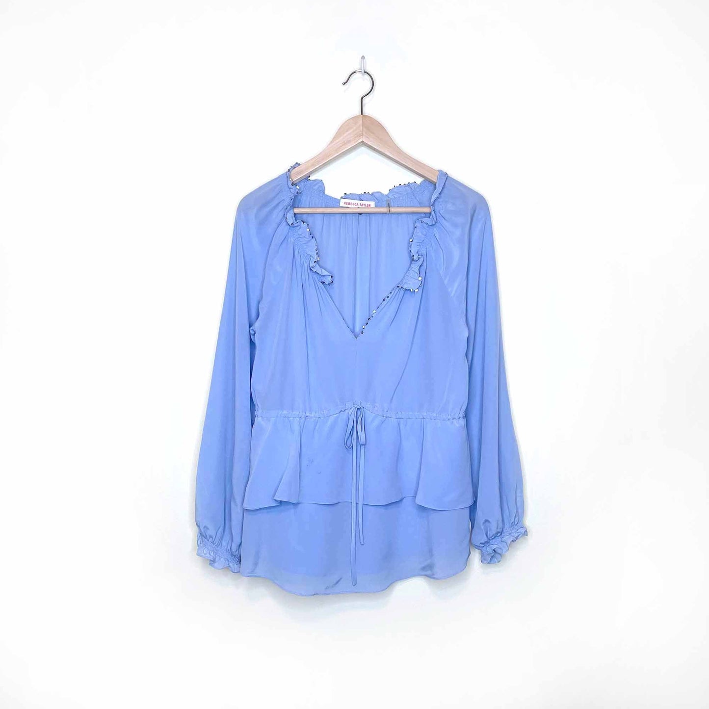 rebecca taylor silk double peplum hem blouse - size 10
