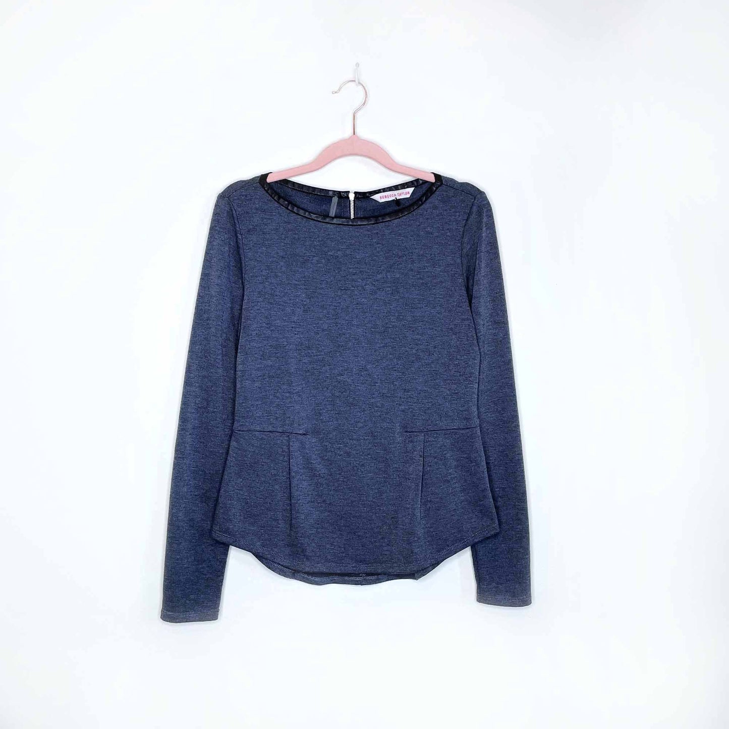 rebecca taylor long sleeve shirt with peplum hem - size xs