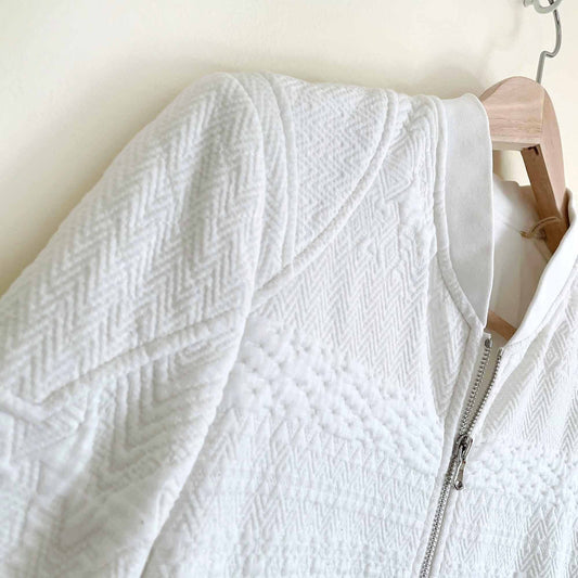 rebecca taylor jacquard white bomber jacket - size 0