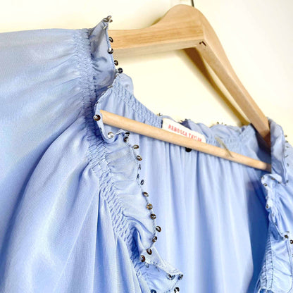 rebecca taylor silk double peplum hem blouse - size 10