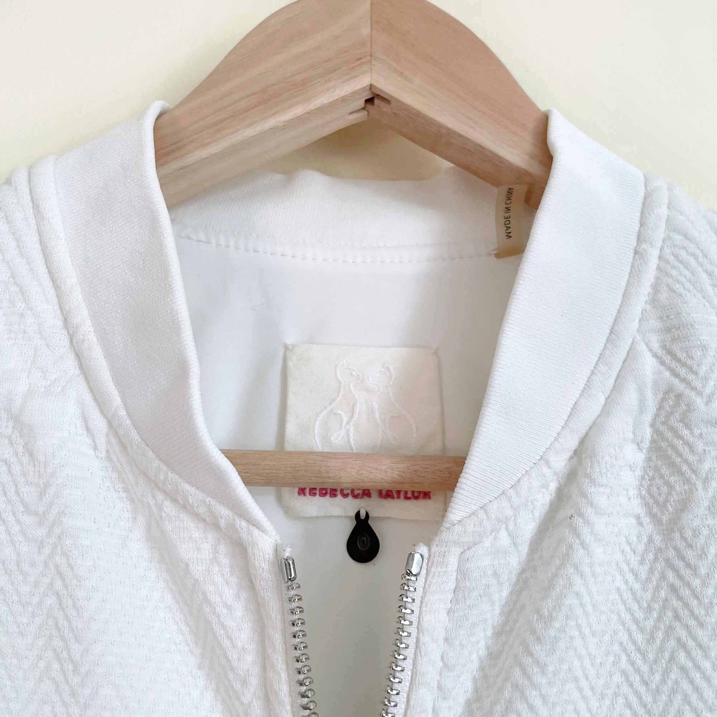 rebecca taylor jacquard white bomber jacket - size 0