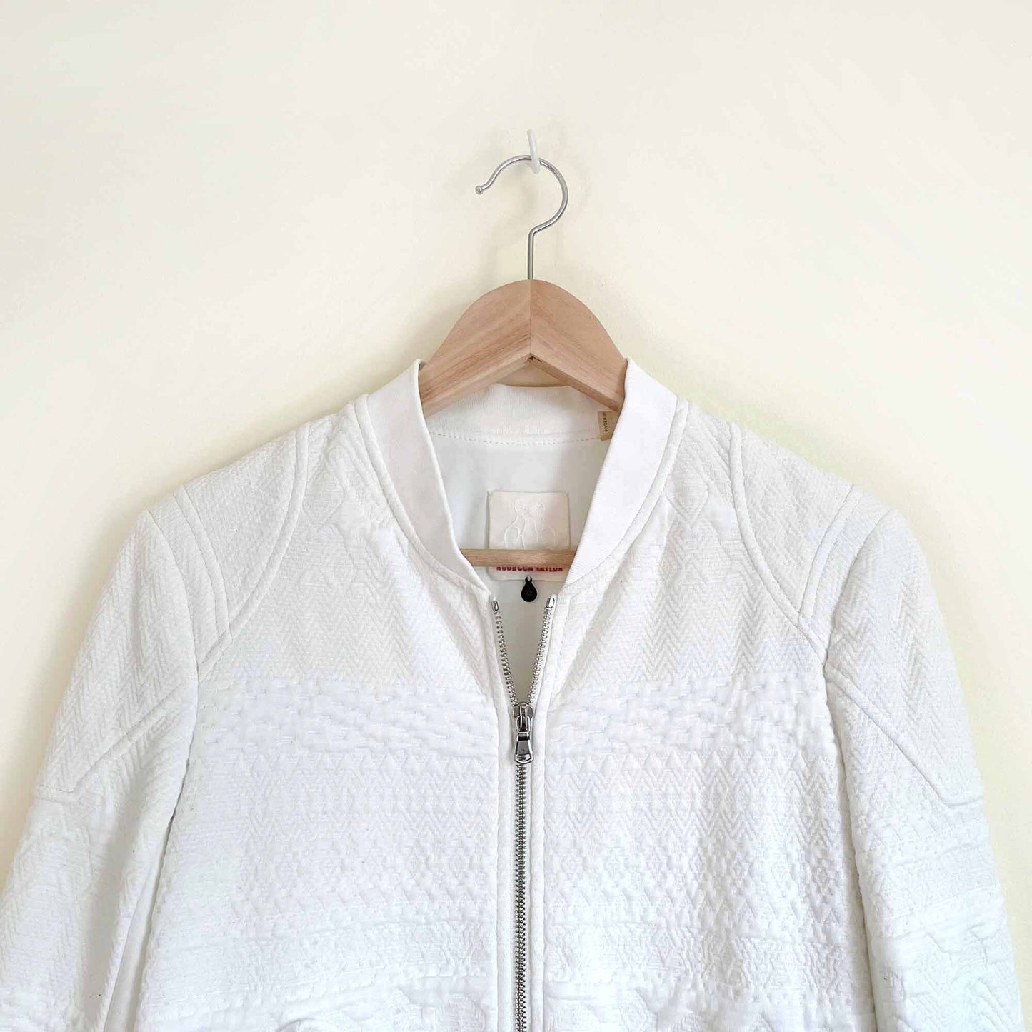 rebecca taylor jacquard white bomber jacket - size 0