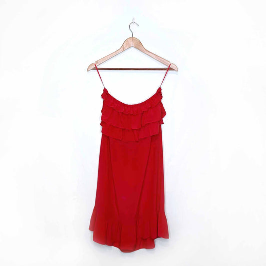 rebecca taylor strapless chelsea silk dress with ruffles - size 4