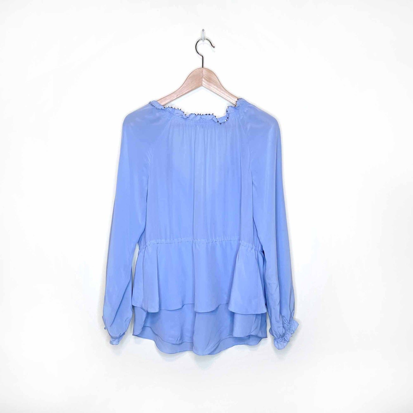 rebecca taylor silk double peplum hem blouse - size 10