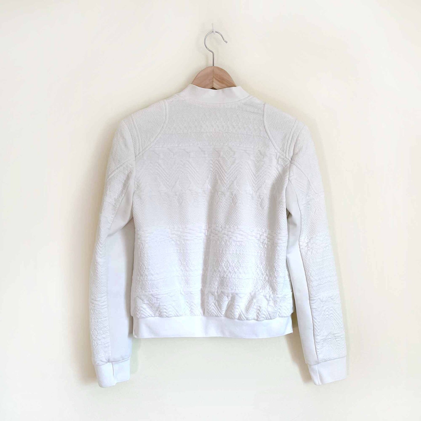 rebecca taylor jacquard white bomber jacket - size 0