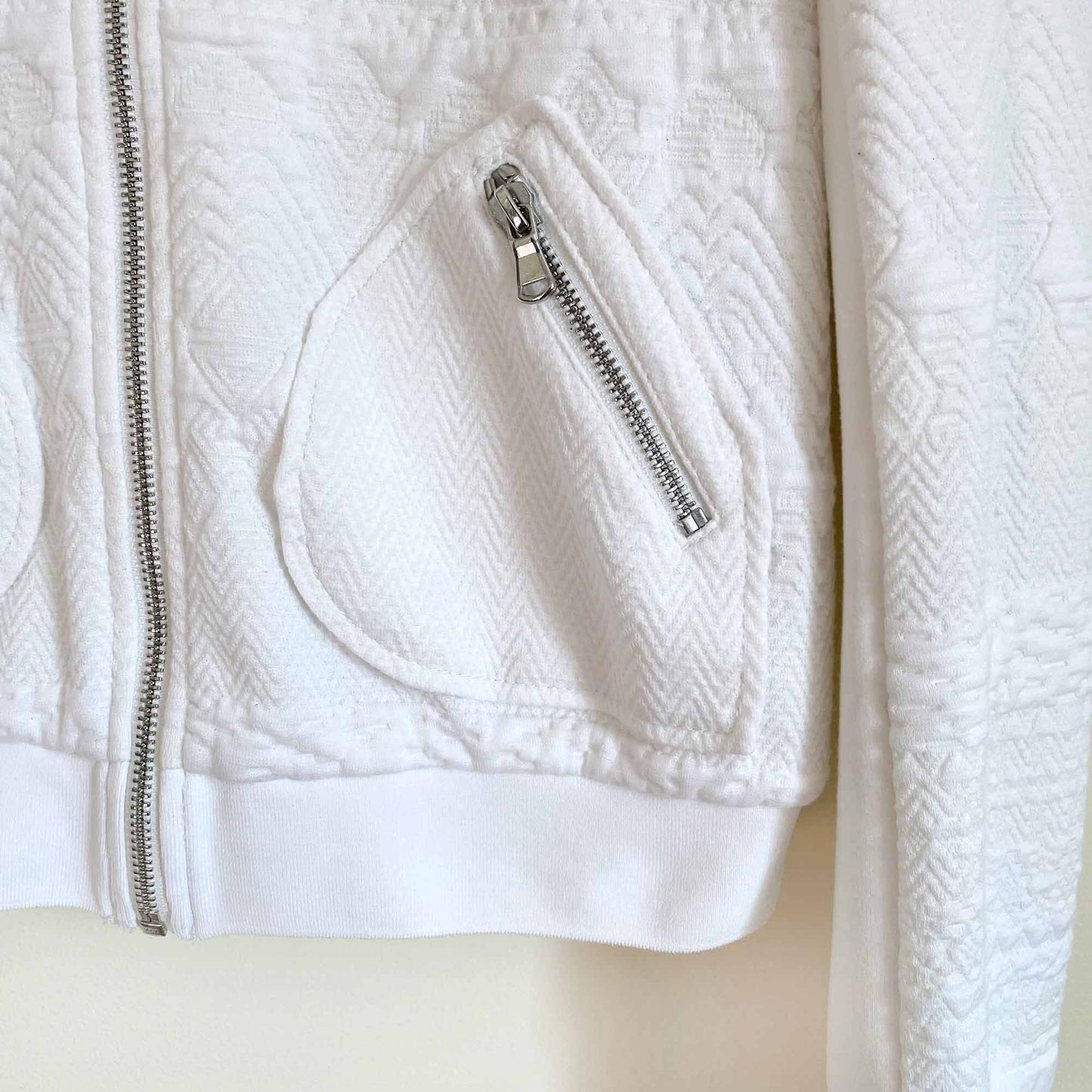 rebecca taylor jacquard white bomber jacket - size 0