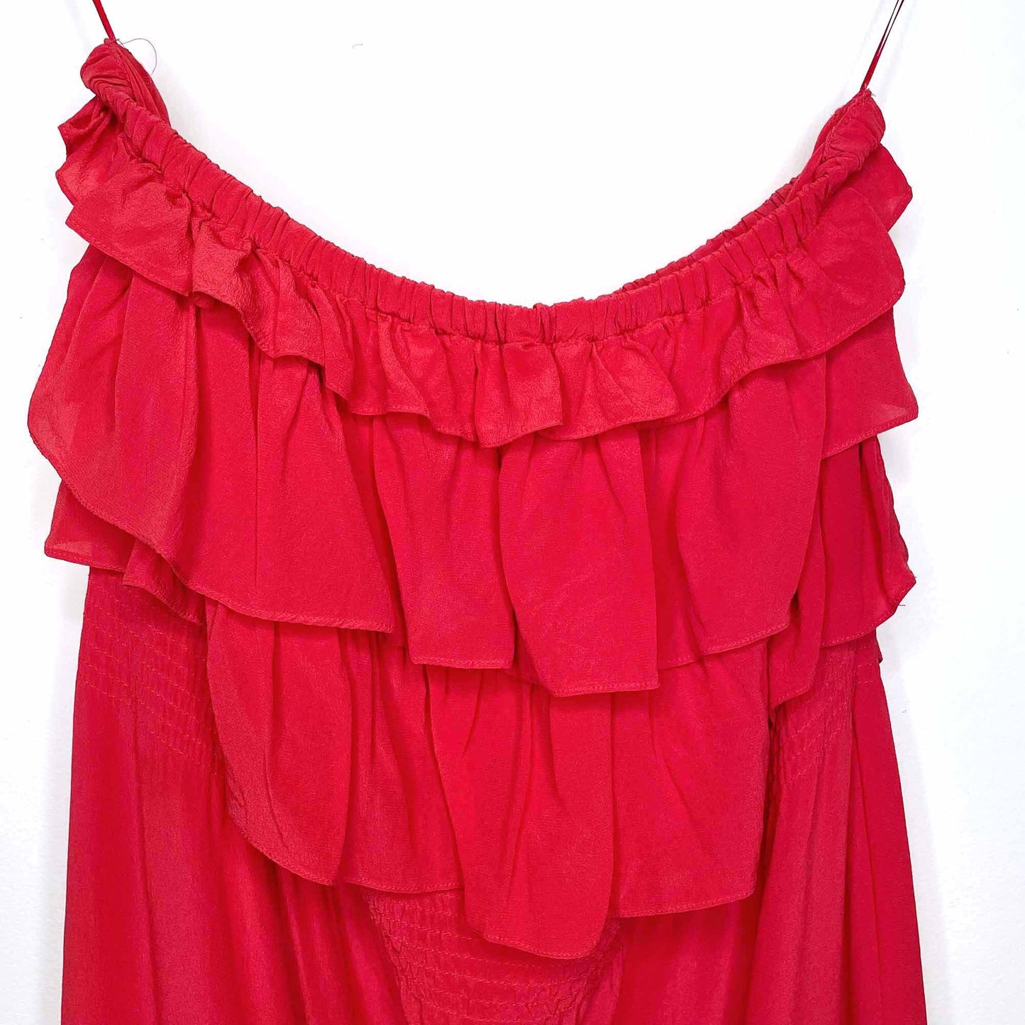 rebecca taylor strapless chelsea silk dress with ruffles - size 4