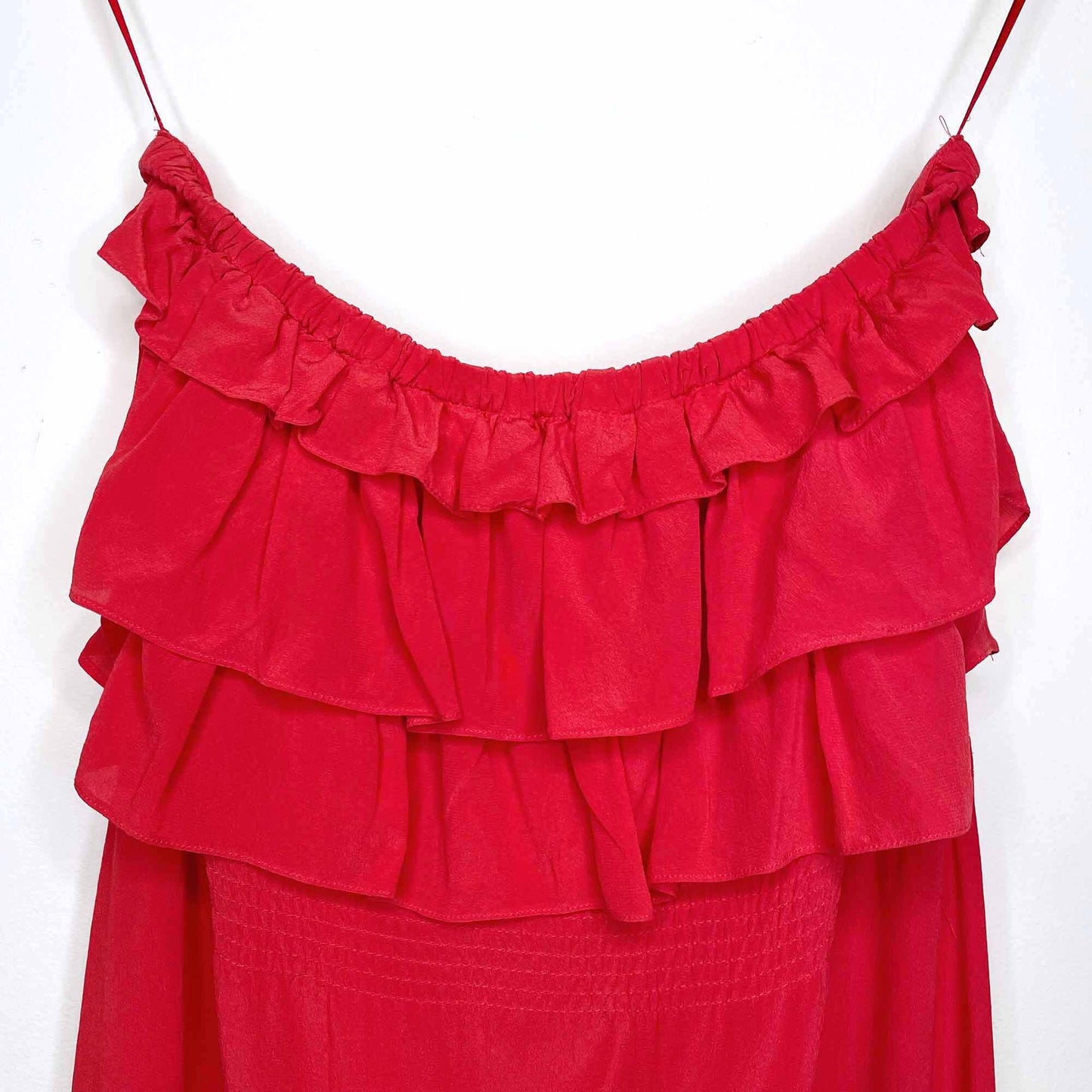 rebecca taylor strapless chelsea silk dress with ruffles - size 4