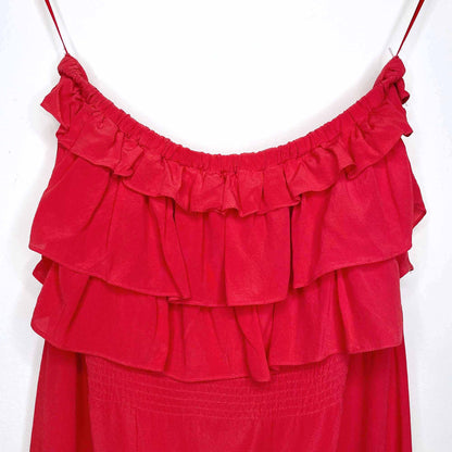 rebecca taylor strapless chelsea silk dress with ruffles - size 4