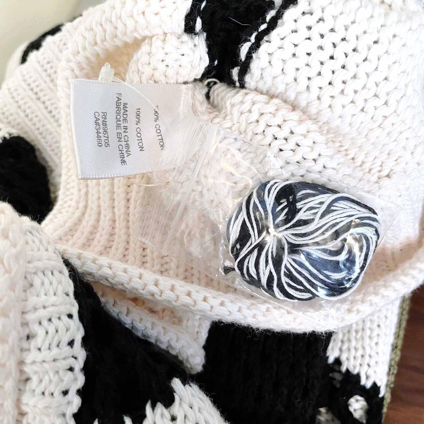 rebecca taylor black and white colour block knit sweater - size 2