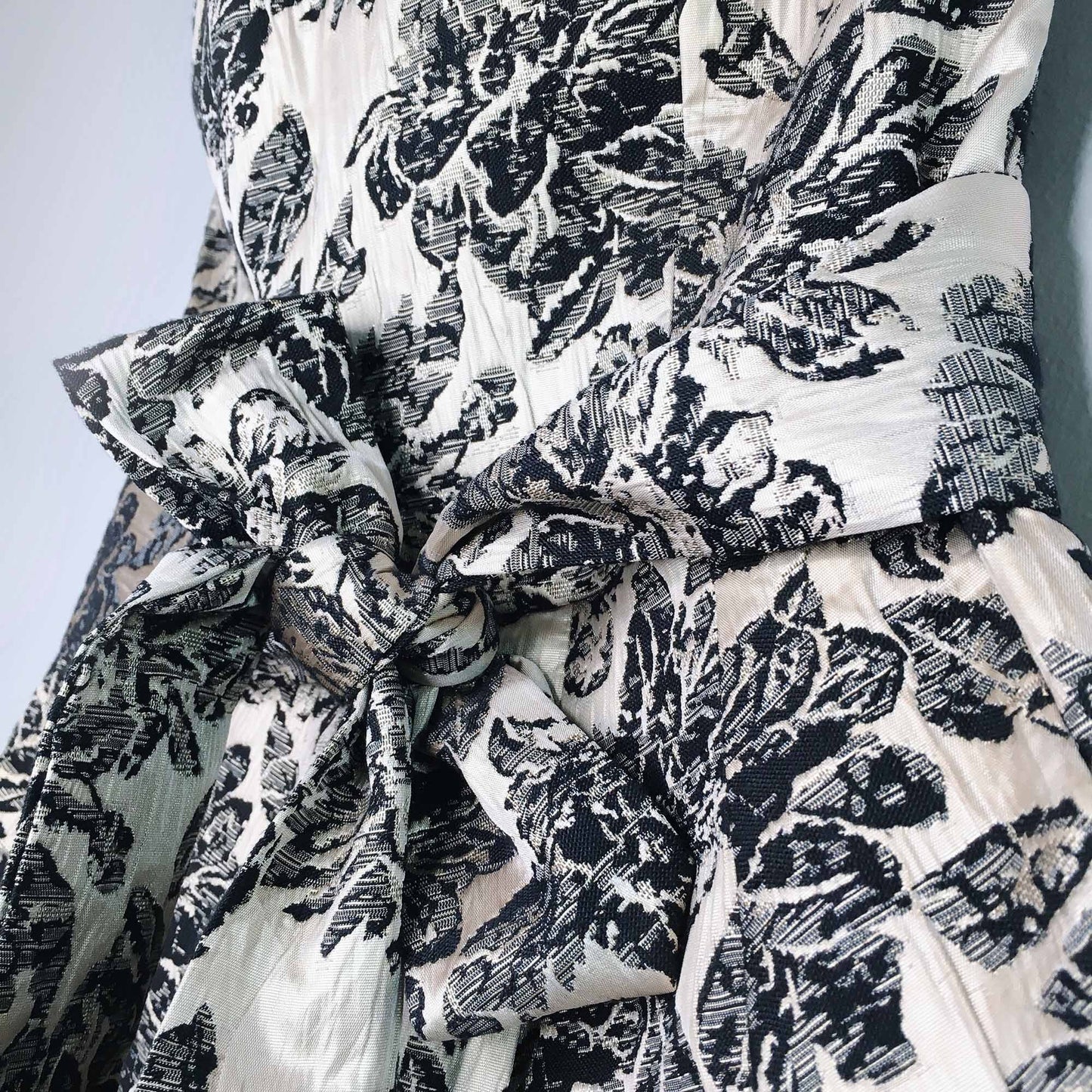 rubber ducky gold brocade strapless cocktail dress - size medium