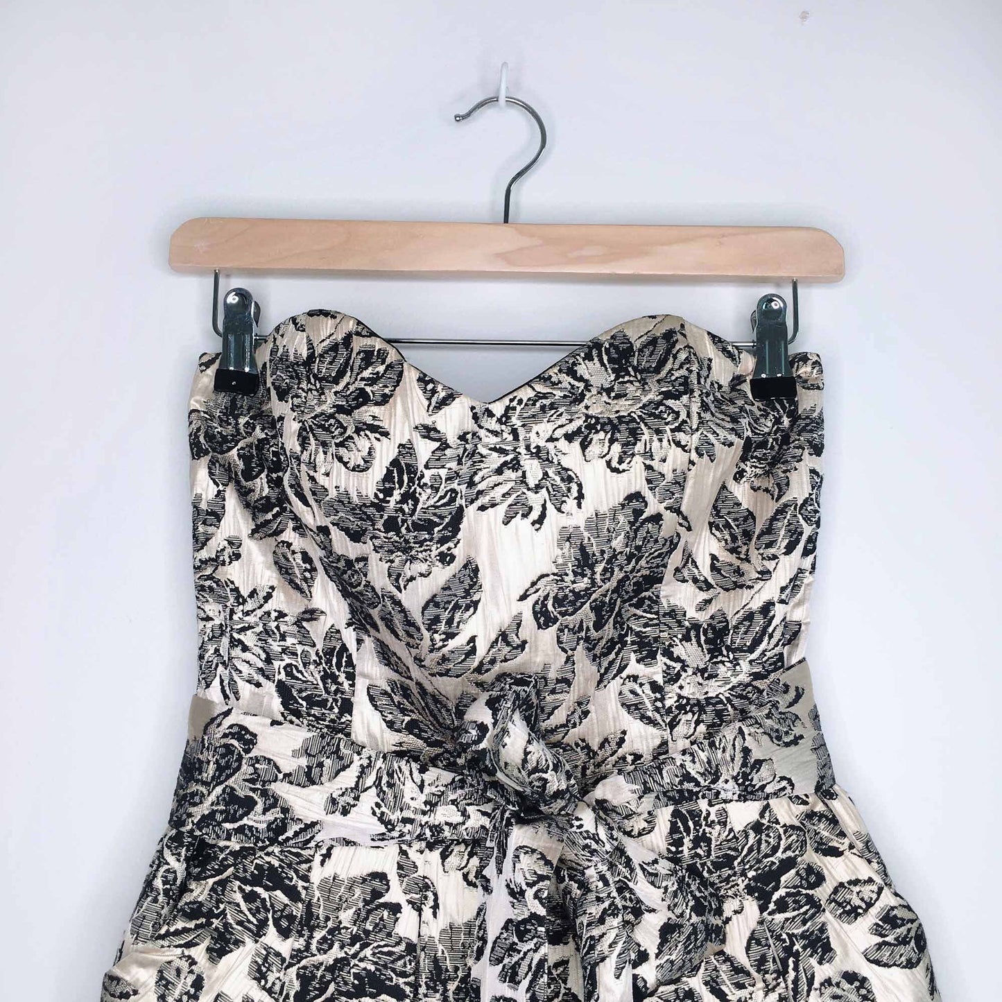 rubber ducky gold brocade strapless cocktail dress - size medium