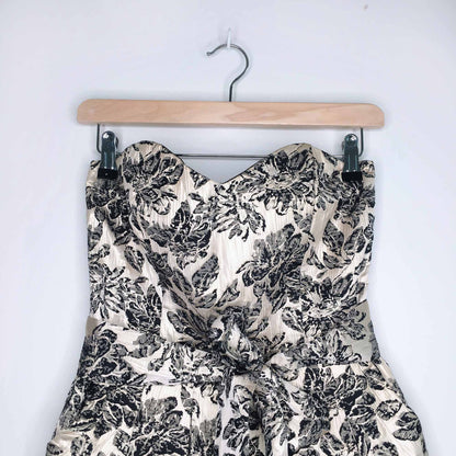 rubber ducky gold brocade strapless cocktail dress - size medium