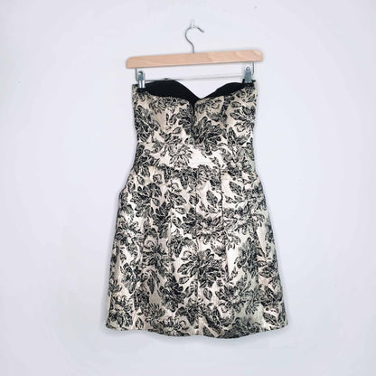rubber ducky gold brocade strapless cocktail dress - size medium