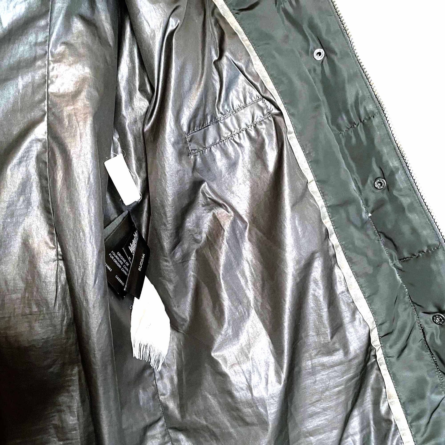 rudsak hooded down belted puffer jacket with fur - size large