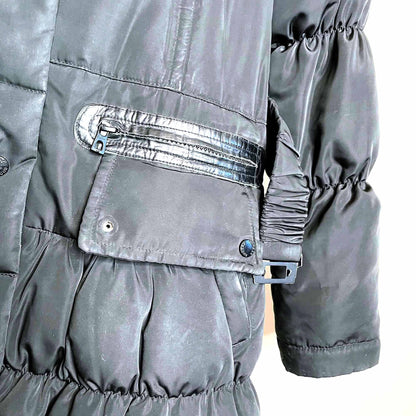 rudsak hooded down belted puffer jacket with fur - size large