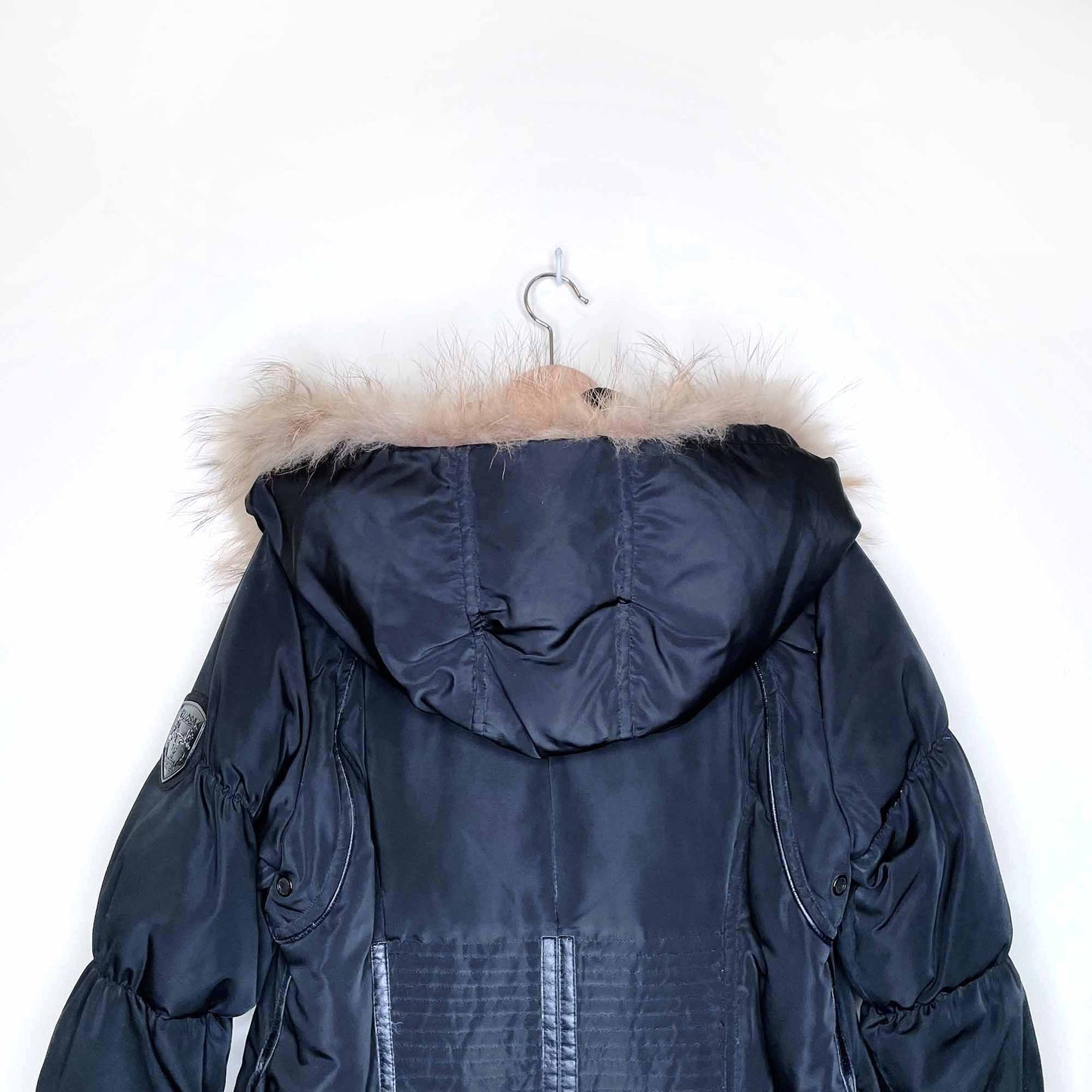 rudsak hooded down belted puffer jacket with fur - size large
