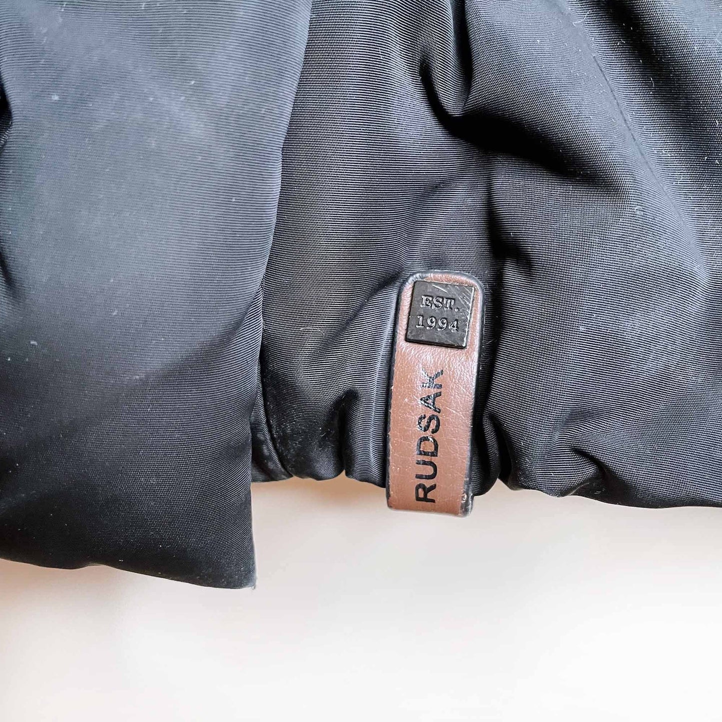 rudsak hooded down belted puffer jacket with fur - size large