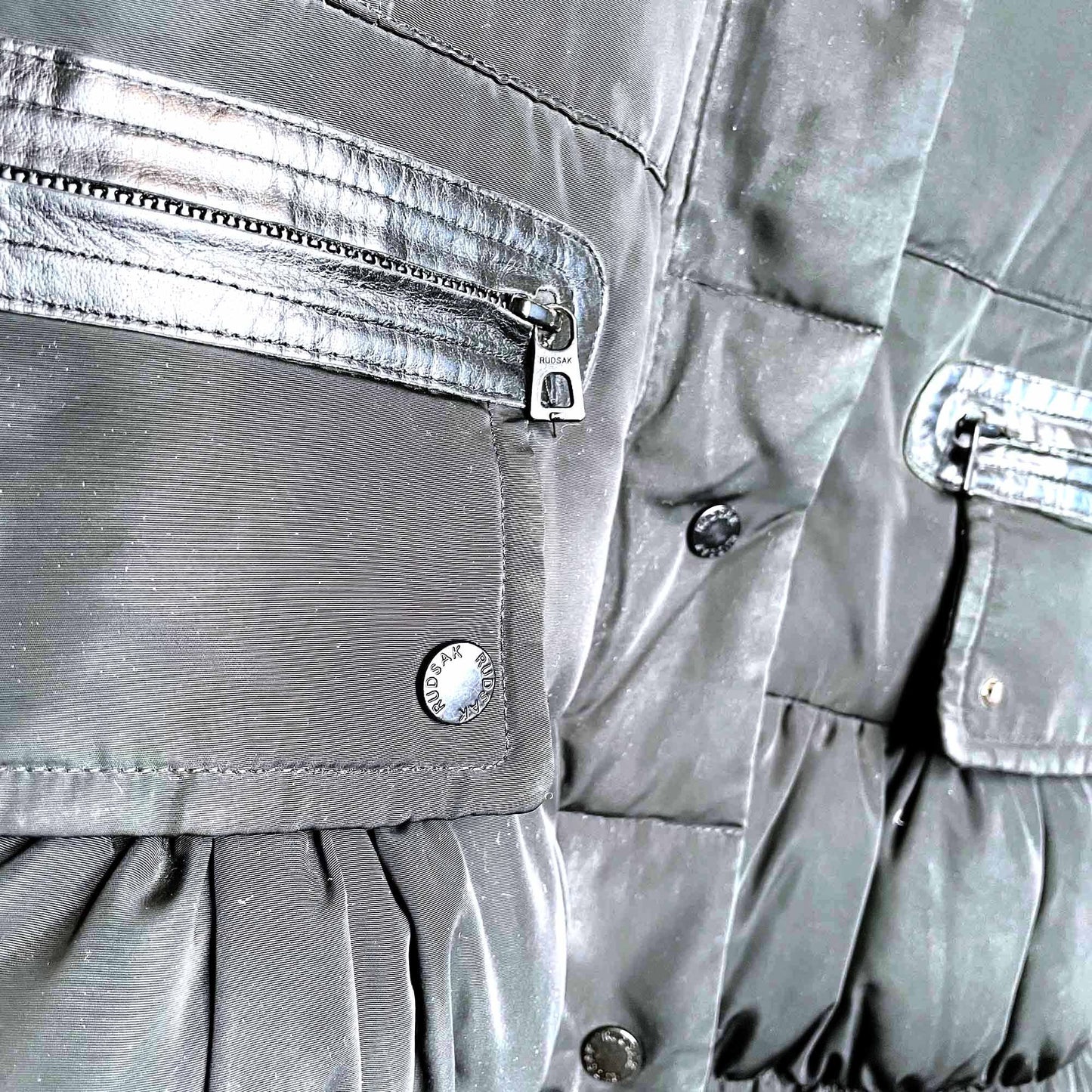 rudsak hooded down belted puffer jacket with fur - size large