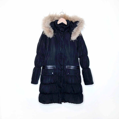rudsak hooded down belted puffer jacket with fur - size large