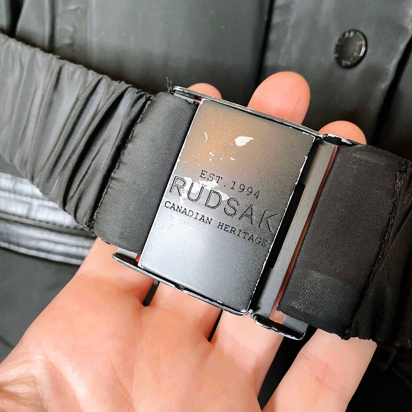 rudsak hooded down belted puffer jacket with fur - size large